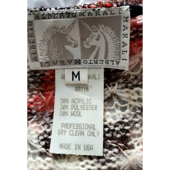 Alberto Makali Wool Cardigan Multi-color Open Asymmetrical Sweater Long Sleeve M - Picture 4 of 5